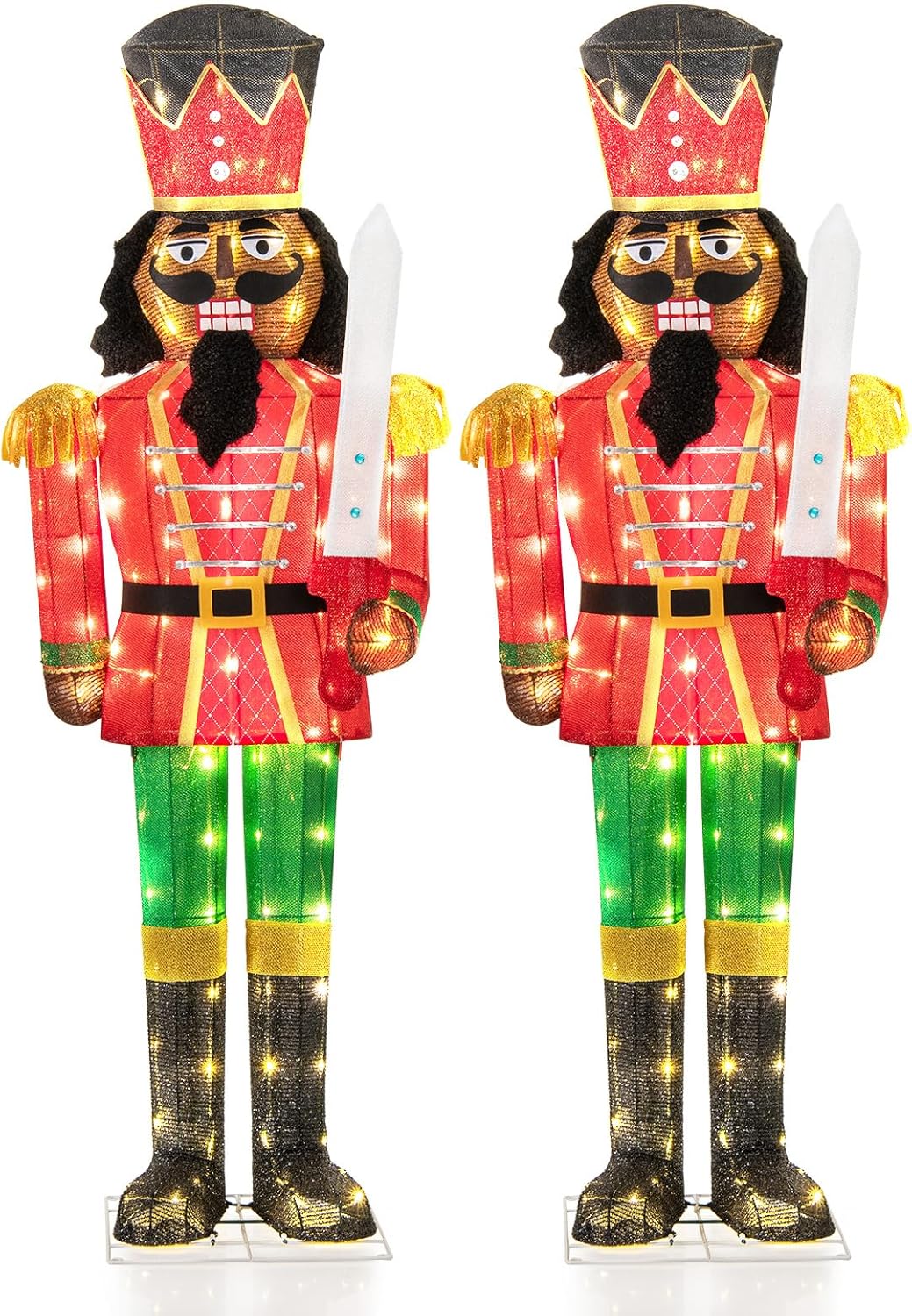 Tangkula 5 FT Lighted Christmas Nutcracker with Glitter Sword