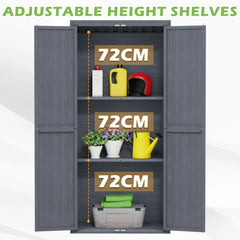 AECOJOY Outdoor Wooden Storage Cabinet Weatherproof, Garden Vertical Storage Shed with 3 Adjustable Shelves