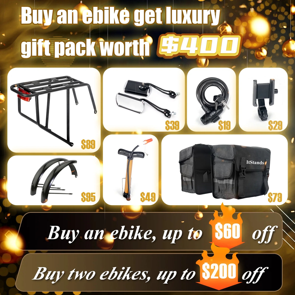 Dual Motors AWD 2000W Electric Bike for Adult 26'', UL2849 48V 60AH Removable Battery E - Mountain Bike 4'' Fat Tire up to 35MPH&200miles Long Range Off Road Ebike Beach Dual Hydraulic&Brakes E - Bicycle