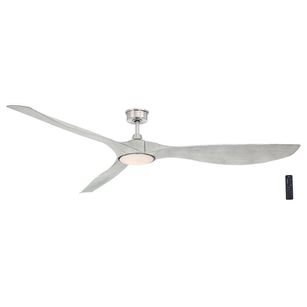 Marlon 84 in. Integrated LED Indoor Brushed Nickel Ceiling Fan with Light Gray Blades and Remote Control