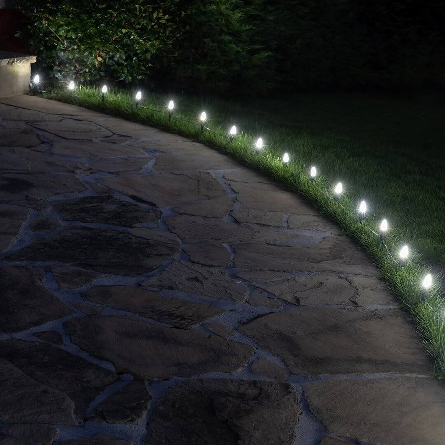 C7 Cool White OptiCore Christmas LED Pathway Lights, 50 Lights, 4.5 in