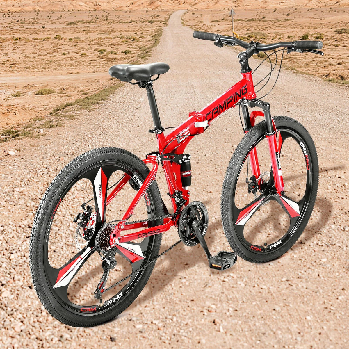 Zimtown 26" Folding Mountain Bike, Shimano 21 Speed MTB Bicycle for Adults, Black
