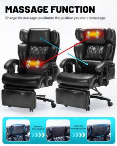 800 lb Relax Office Chair with Foot Support & 8 - Zone Soothing Warmth for Larger Users, Big and Tall Ergonomic Executive Tilt Desk Chairs for Home Office Managerial Use