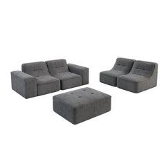 144" Oversized Modular Sectional Sofa, Deep Seat Chenille Cloud Couch with Chaise, L - Shaped Sparkling 5 Seat Sofa Couch for Living Room, Black