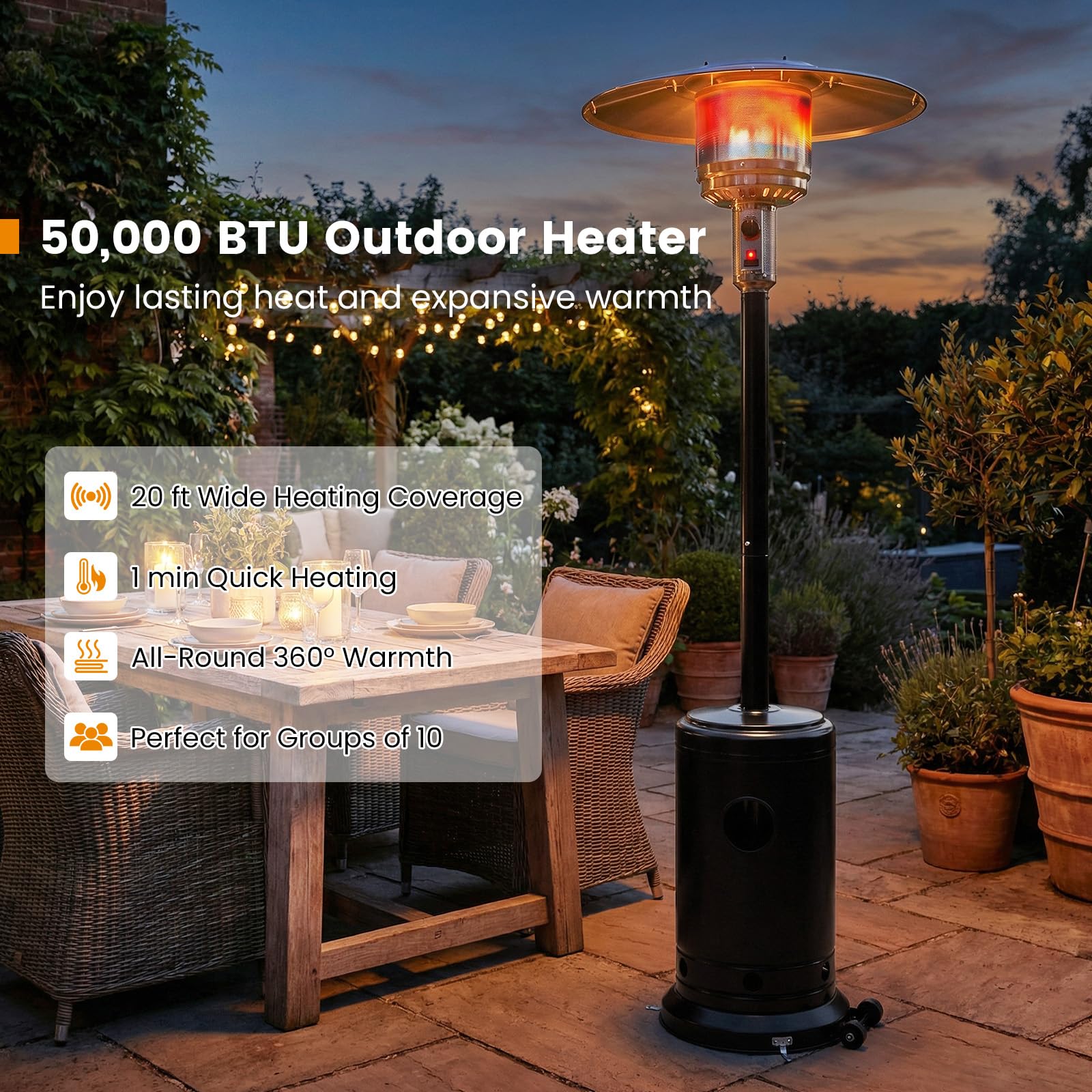 Tangkula 50,000 BTU Patio Propane Heater 86” Tall Portable Gas Heater