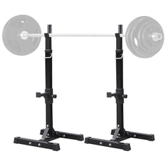 2 - Piece Adjustable Squat Stand Rack or Barbell Free Press Bench, Black