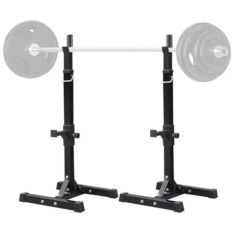 2 - Piece Adjustable Squat Stand Rack or Barbell Free Press Bench, Black
