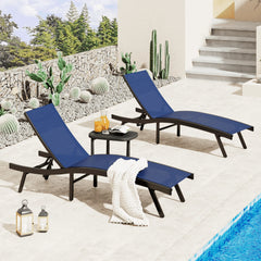 AECOJOY Outdoor Chaise Lounge, All Weather Pool Lounge Chairs Ergonomic Design (Navy, 1 PCs)