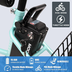 Docred 24" Electric Tricycle for Adults & Seniors, 7 Speed 3 Wheel E - Bike with Large Basket/Low - Step Through Frame, 350W Motor 36V/10.4AH Lithium Bettery, 15.5MPH