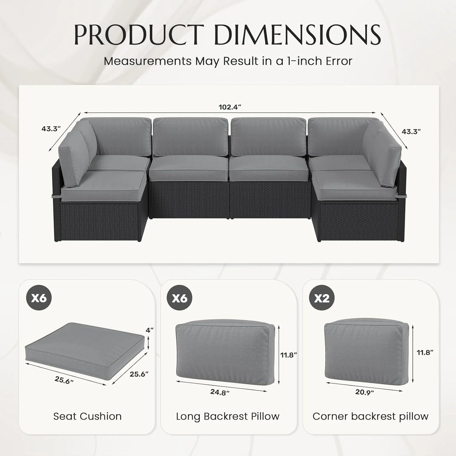 AECOJOY Outdoor Cushions for Patio Furniture 14PCS Outdoor Cushion Covers Replacement Washable with Zipper