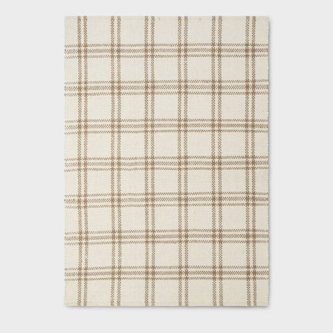 5'x7' Cottonwood Plaid Wool/Cotton Area Rug Cream/Tan - Threshold Designed with Studio McGee
