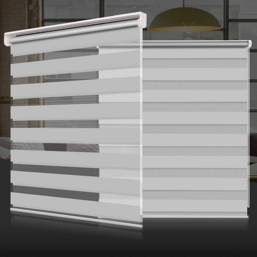 SEEYE Zebra Shade Blinds Horizontal Window Curtain Day and Night Blind Dual Layer Shades Easy to Install 19.7"�G59", Grey
