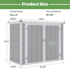 Enyopro 306gal Outdoor Storage Shed, Horizontal Resin Shed, Resistant Tool Plastic Shed for Storage of Bike/Garbage Cans/Garden Tools/Lawn Mowers