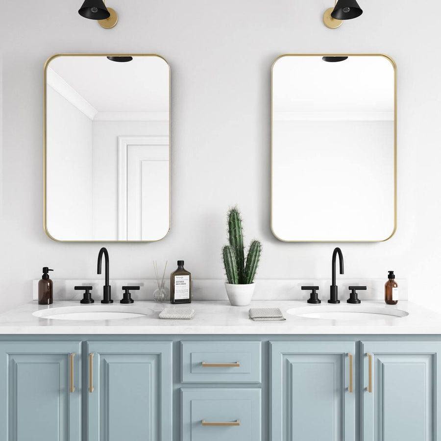 Weeksville Modern & Contemporary Bathroom / Vanity Mirror Orren Ellis Finish: Gold, Size: 36" x 24"