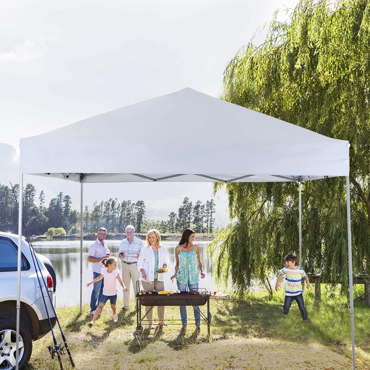 GVDV Canopy Tent, 10x10 Ft Easy Pop up Outdoor Canopy Tent, Portable Straight Leg Gazebo Instant Canopy, Blue