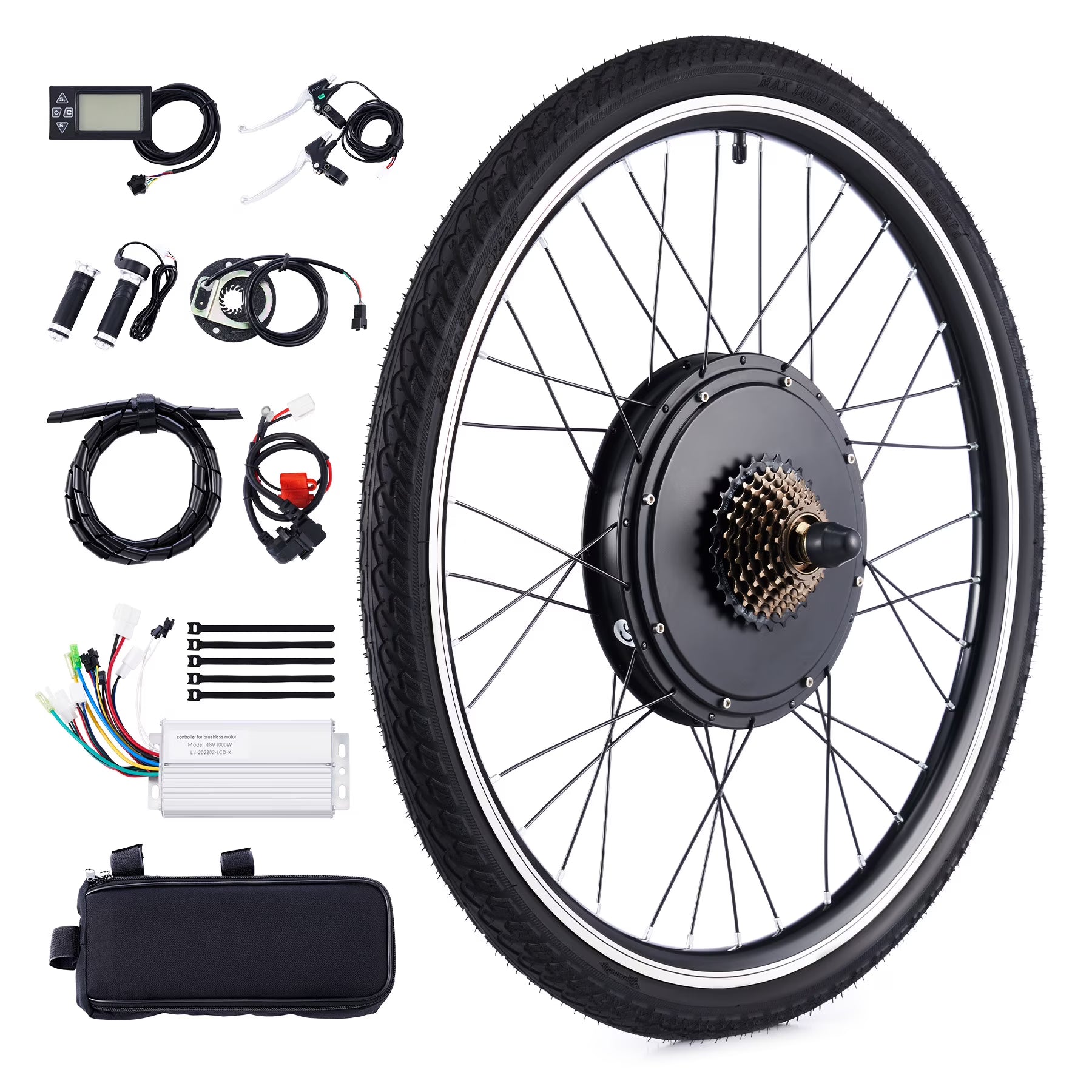 Viribus Electric Bike Conversion Kit 26" Rear Wheel 1000W Hub Motor LCD Ebike DIY Set