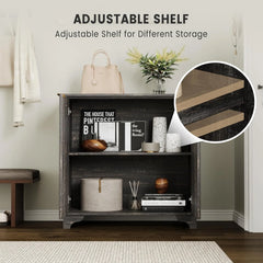 Perfect Deals Await Modern Farmhouse Coffee Bar Cabinet �?kitchen Storage Cabinet with Fluted Doors, Sideboard Buffet with Adjustable Shelves for Kitchen, Dining Room, and Living Room, White