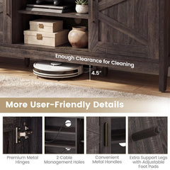 Tangkula Farmhouse TV Stand for TVs up to 65 Inch Entertainment Center with 2 Storage Cabinets