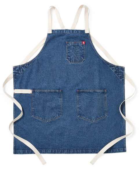 Hedley & Bennett Georgia Blue Crossback Apron - Professional Chef Apron with Pockets and Cross-Back Straps for Cooking & Grilling - Kitchen Aprons