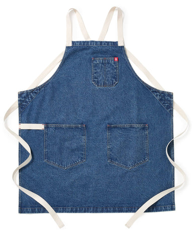 Hedley & Bennett Georgia Blue Crossback Apron - Professional Chef Apron with Pockets and Cross-Back Straps for Cooking & Grilling - Kitchen Aprons