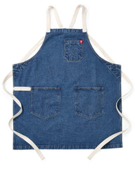 Hedley & Bennett Georgia Blue Crossback Apron - Professional Chef Apron with Pockets and Cross-Back Straps for Cooking & Grilling - Kitchen Aprons