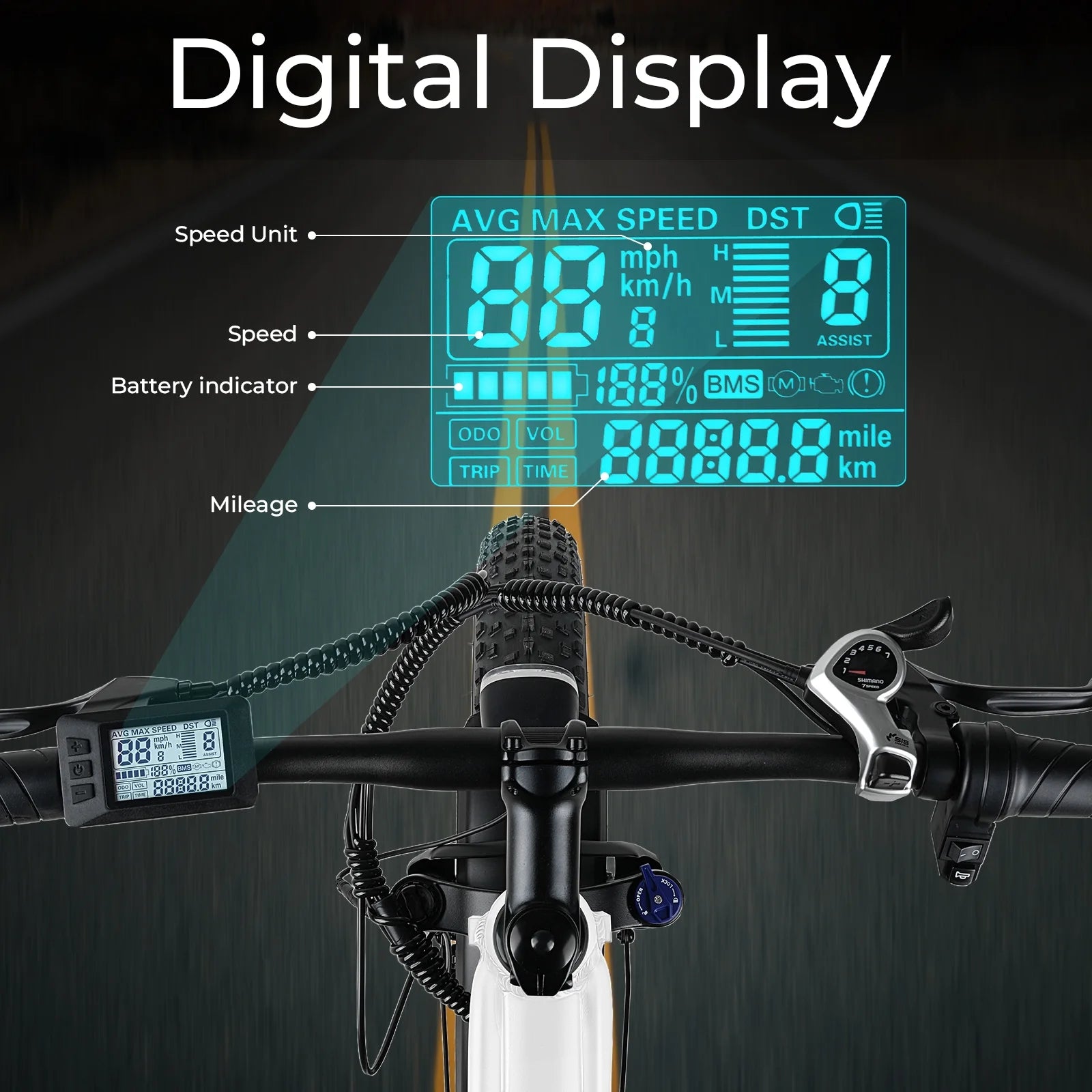 ANCHEER Electric Bike for Adults Peak 1000W Electric Bicycle 48V 15AH Battery Electric Bike 26" x 4.0" Fat Tire Mountain 28MPH 7 Speed Gears Electric Bike, Rear Rack, UL2849