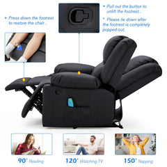 AECOJOY Massage Recliner Chair with Heat Function, Overstuffed Recliner Sofa