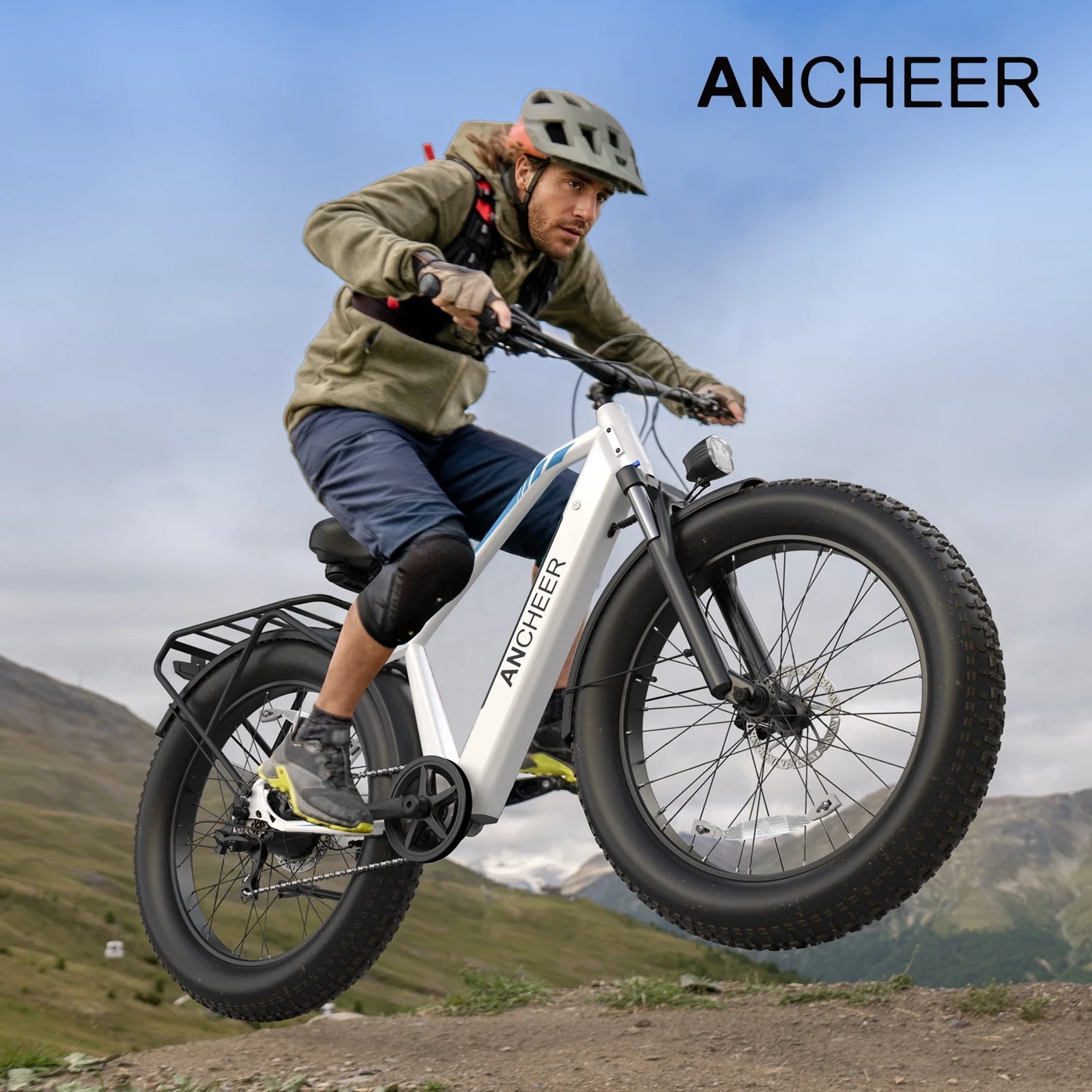 ANCHEER Electric Bike for Adults Peak 1000W Electric Bicycle 48V 15AH Battery Electric Bike 26" x 4.0" Fat Tire Mountain 28MPH 7 Speed Gears Electric Bike, Rear Rack, UL2849