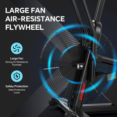 LNOW Commercial Built - in Bluetooth Fan Exercise Bike, Adjustable Air Resistance with Dual - Action Handlebars, Heavy Duty Indoor Cycling Bike for Home Gym Traininning, 350 lb Arm/Leg Cardio Workout