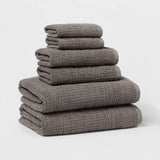 6pc Modern Bath Towels and Washcloths Set Light Gray - Threshold
