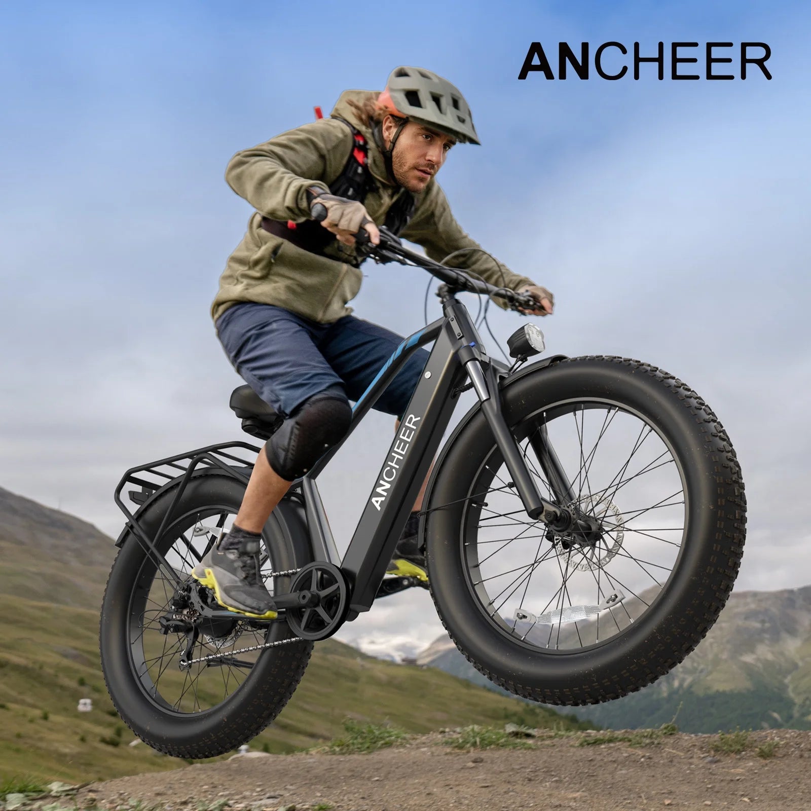 ANCHEER Electric Bike for Adults Peak 1000W Electric Bicycle 48V 15AH Battery Electric Bike 26" x 4.0" Fat Tire Mountain 28MPH 7 Speed Gears Electric Bike, Rear Rack, UL2849