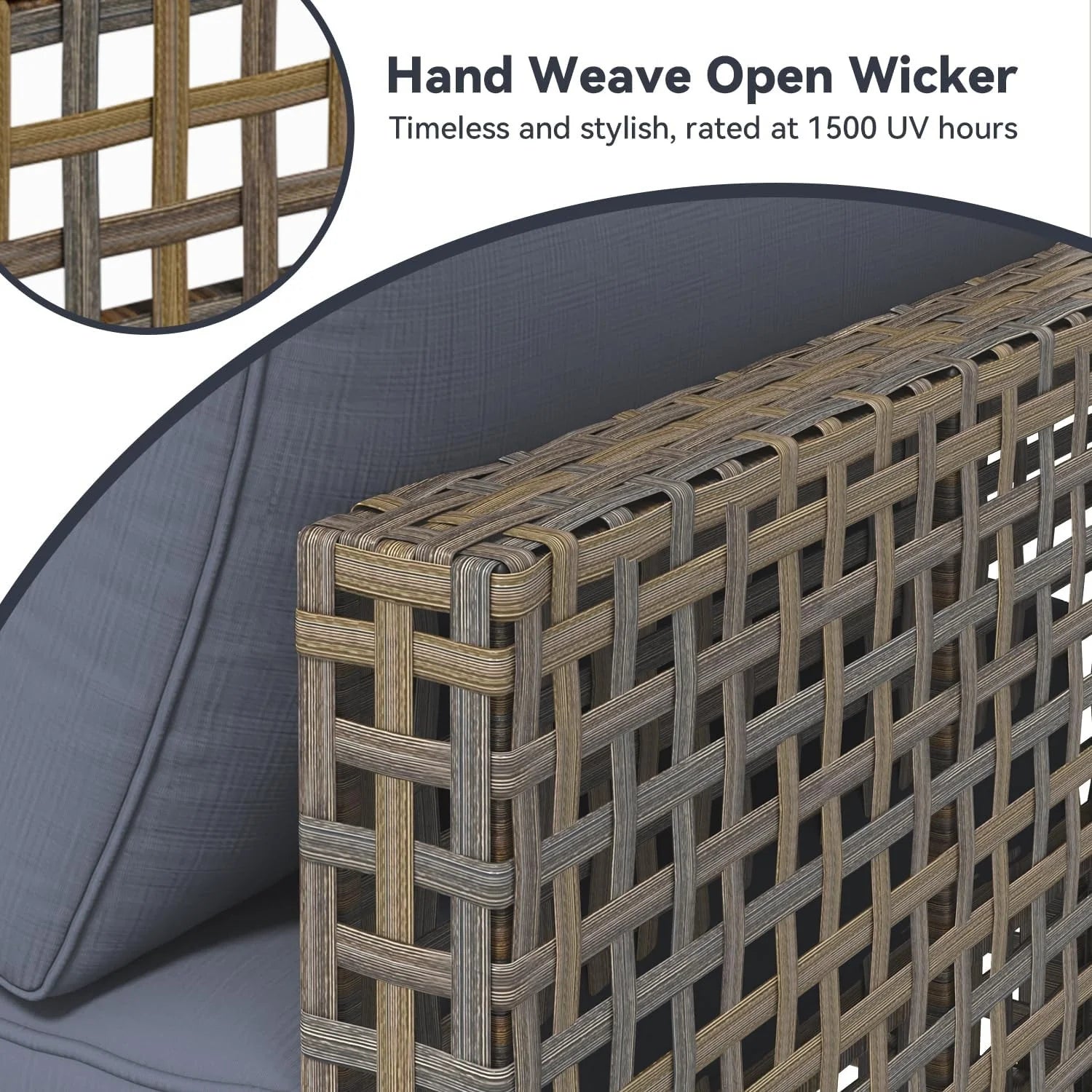 AECOJOY 7-Piece Patio Outdoor Furniture Set, Boho Outdoor Sectional Set, Dark Brown&Dark Grey