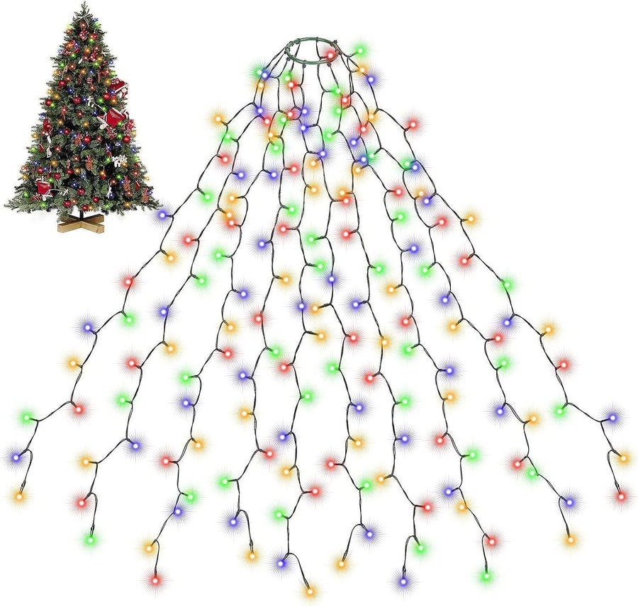 SALCAR Christmas Decoration String Lights, 6.6ft x 8 Lines Fairy Lights for 6-8ft Xmas Tree, 280 LEDs Christmas Tree Lights for Outdoor and Indoor
