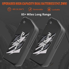 2400W Ridingtimes GT73 2400W 48V Electric Motorbike 18.2ah*2 Electric BIKE UL2849 with 25" Tires Digital Screen Carbon Steel, BLACK
