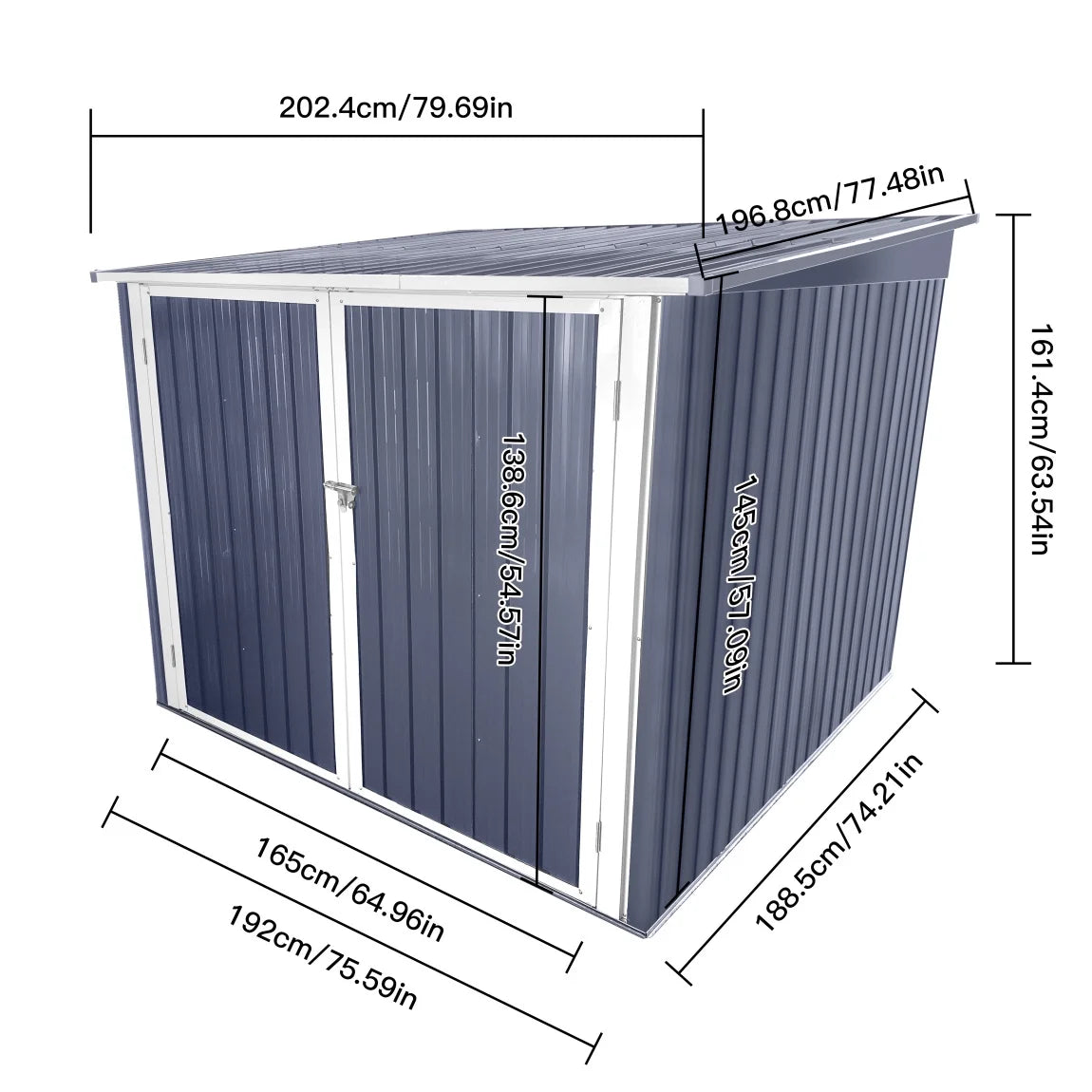 6.3' x 6.1' Outdoor Storage Shed Clearance, Metal Outdoor Storage Cabinet with Double Lockable Doors, Waterproof Tool Shed, Stores 4 Bikes, Backyard Shed for Garden, Patio, Lawn