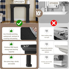 EPICOZY 43.3" Fireplace Mantel, Freestanding Fireplace Surround with Leg for Electric Fireplaces, MDF Mantel Surround with Shelf for Living Room with Decorative Pattern, Anti - Tipping & Waterproof