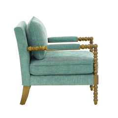 Pioneer Woman Harper Spindle Accent Chair, Jade Fabric Upholstery