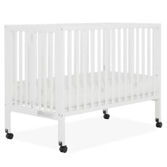 Dream on Me Quinn Full - Size Folding Crib. Removable Wheels. Modern Nursey. Adjustable Mattress Support. Patent Folding System in White