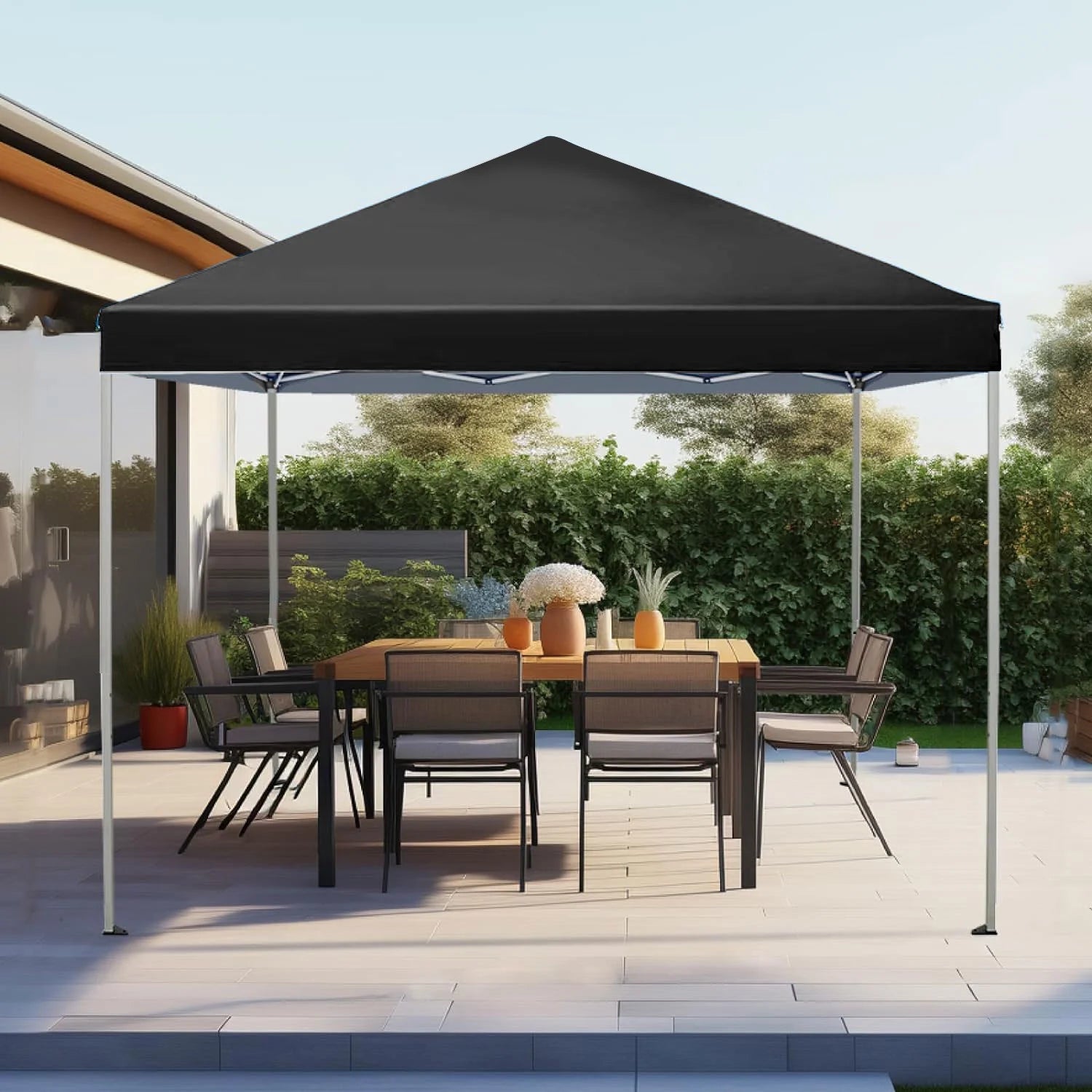 GVDV Canopy Tent, 10x10 Ft Easy Pop up Outdoor Canopy Tent, Portable Straight Leg Gazebo Instant Canopy, Blue