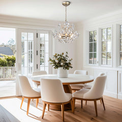 The Lighting Shop Rosa 6 - Light Brushed Silver - Ish Champagne Electric Flower Crystal Chandelier
