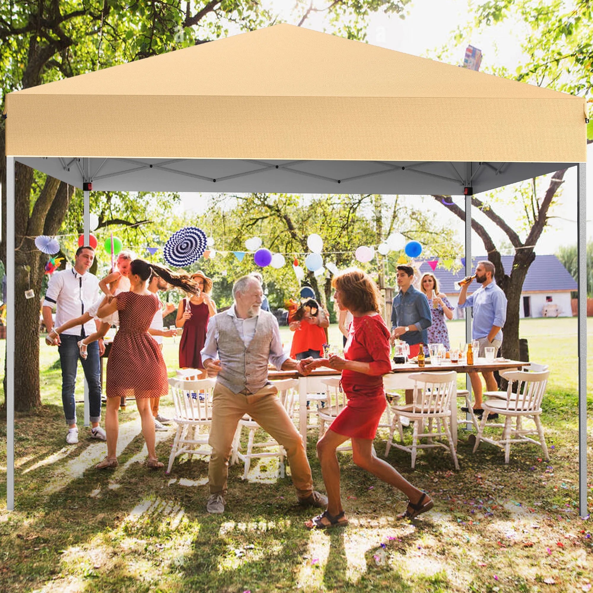 GVDV Canopy Tent, 10x10 Ft Easy Pop up Outdoor Canopy Tent, Portable Straight Leg Gazebo Instant Canopy, Blue