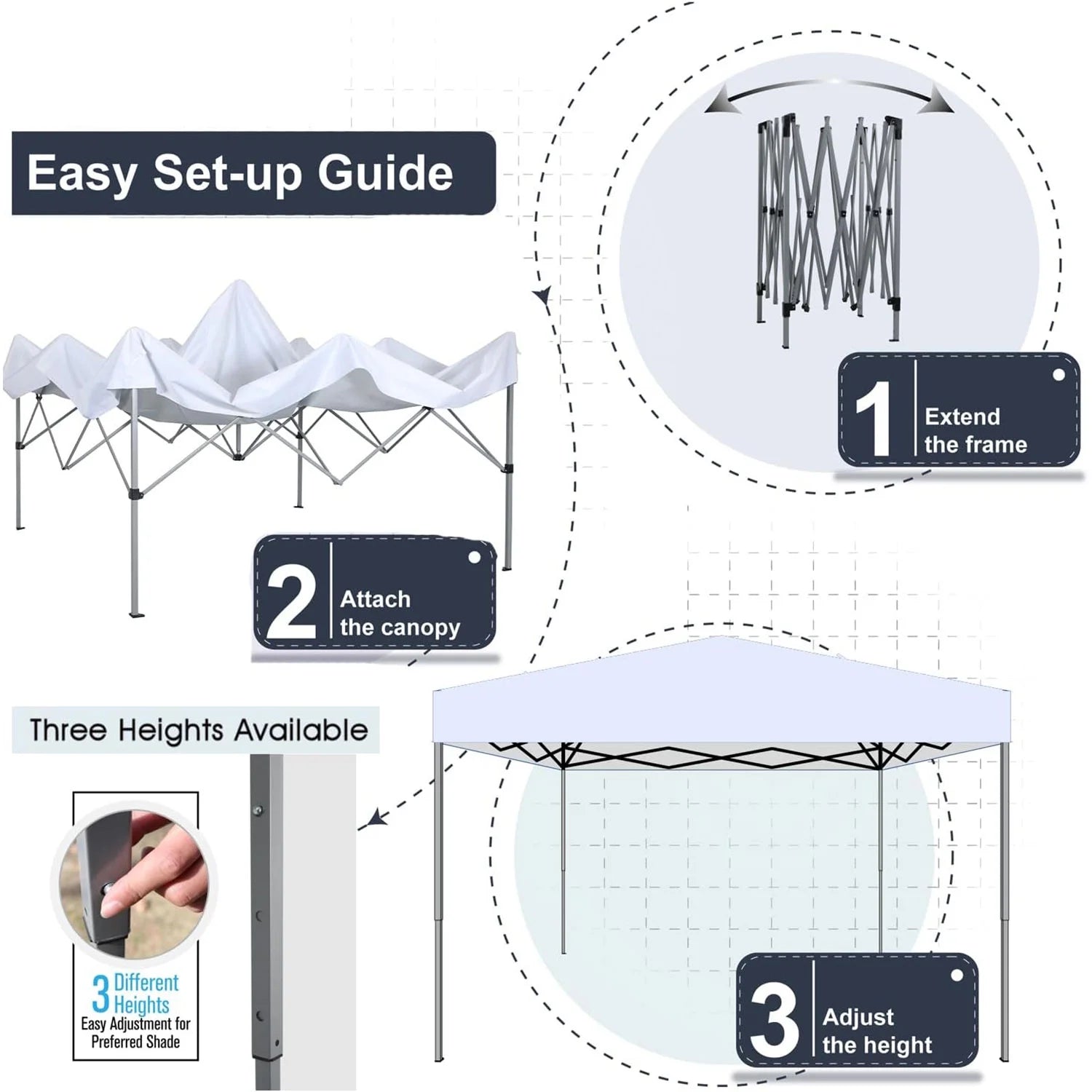 GVDV Canopy Tent, 10x10 Ft Easy Pop up Outdoor Canopy Tent, Portable Straight Leg Gazebo Instant Canopy, Blue