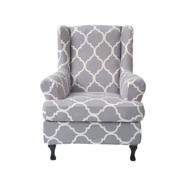 Wing Chair Slipcovers 2 Pieces Stretch Spandex Wingback Chair Covers Sofa Slipcover Printing Wingback Armchair Slipcovers Furniture Protector Couch