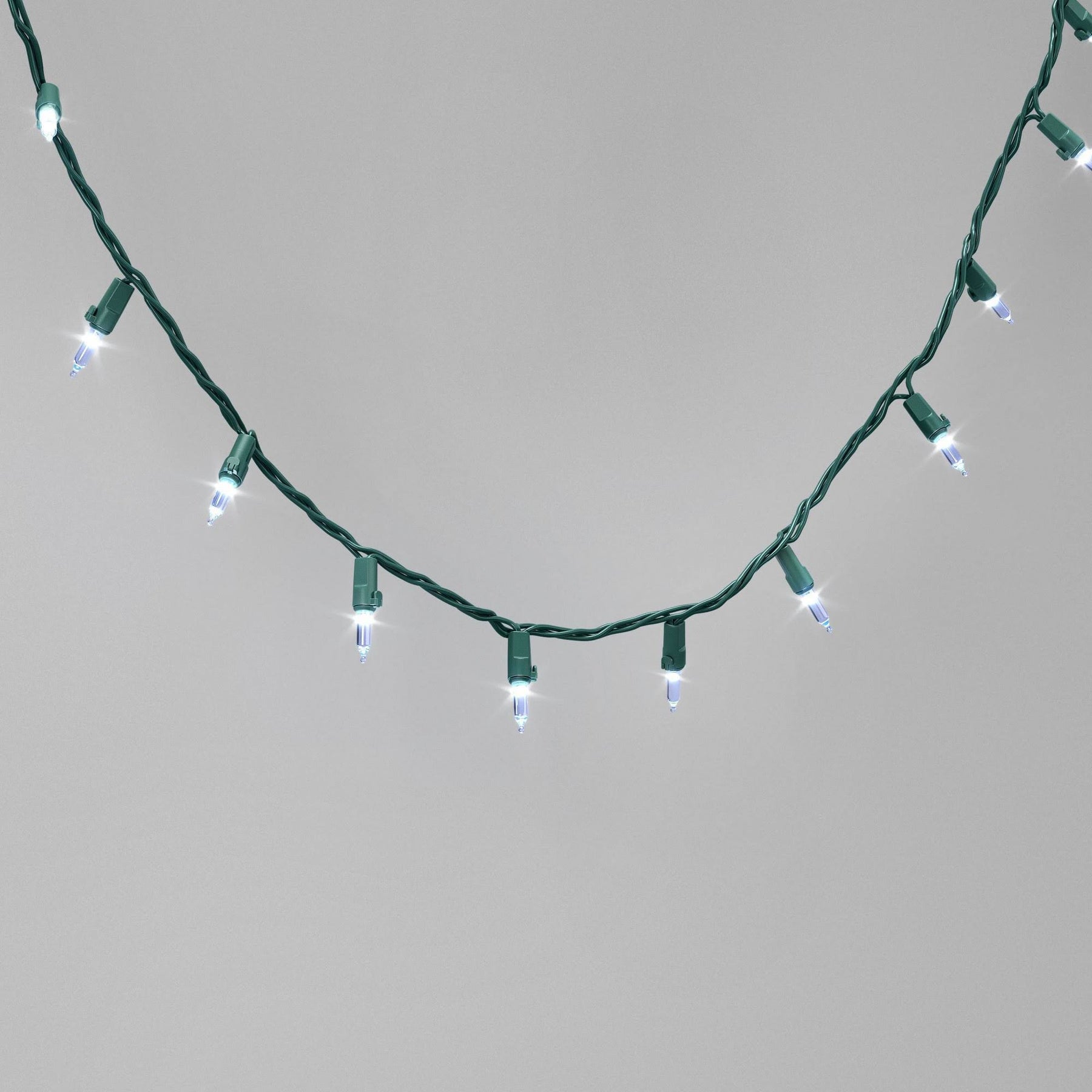 100ct LED Smooth Mini Christmas String Lights Cool White with Green Wire - Wondershop