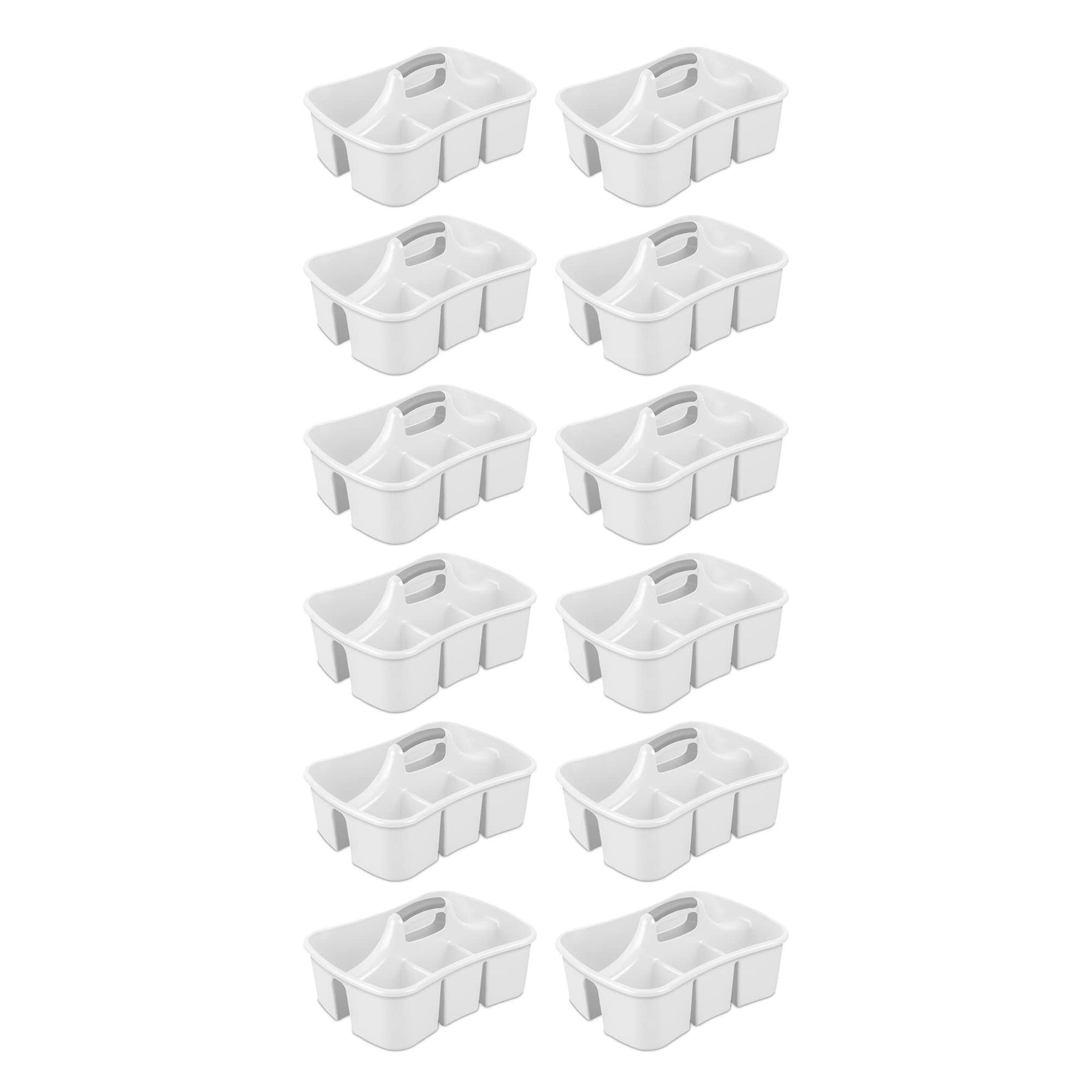 Sterilite Divided Storage Ultra Caddy with 4 Compartments and Handles (12 Pack)