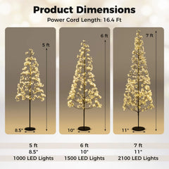 5/6/7 FT Lighted Alpine Tree for Christmas, Pre-lit Artificial Cedar Tree with Weighted Base