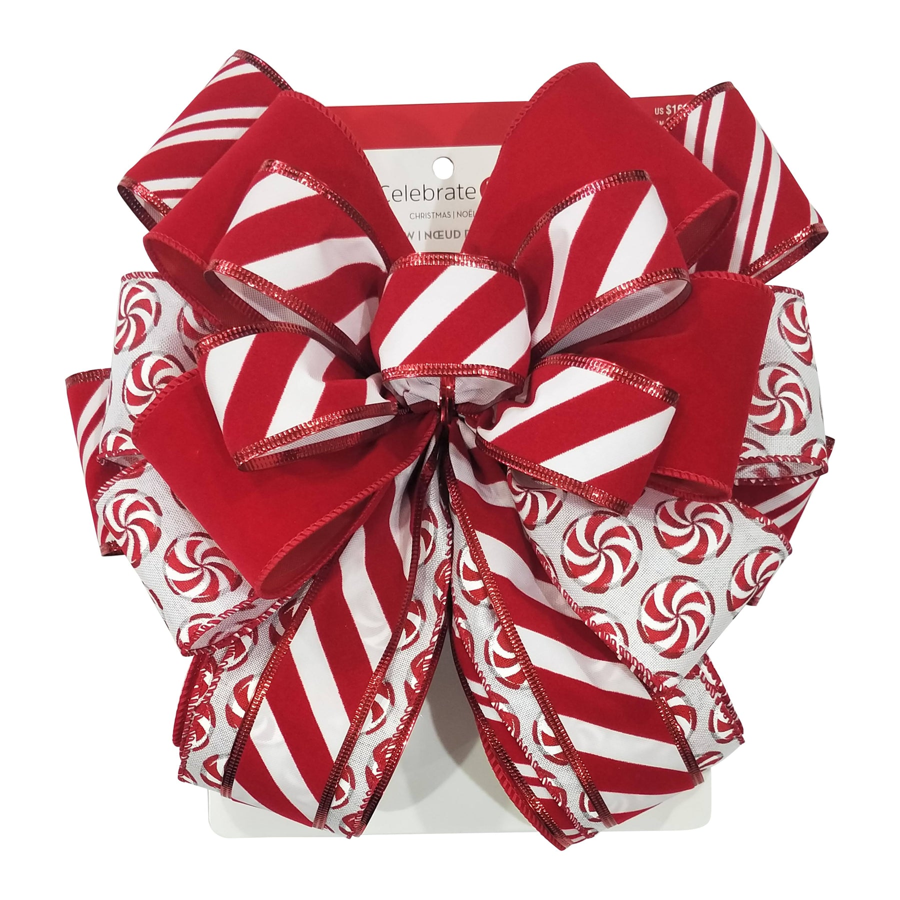 20.5" Peppermint Stripe Christmas Tree Bow Topper by Ashland by Celebrate It | Michaels