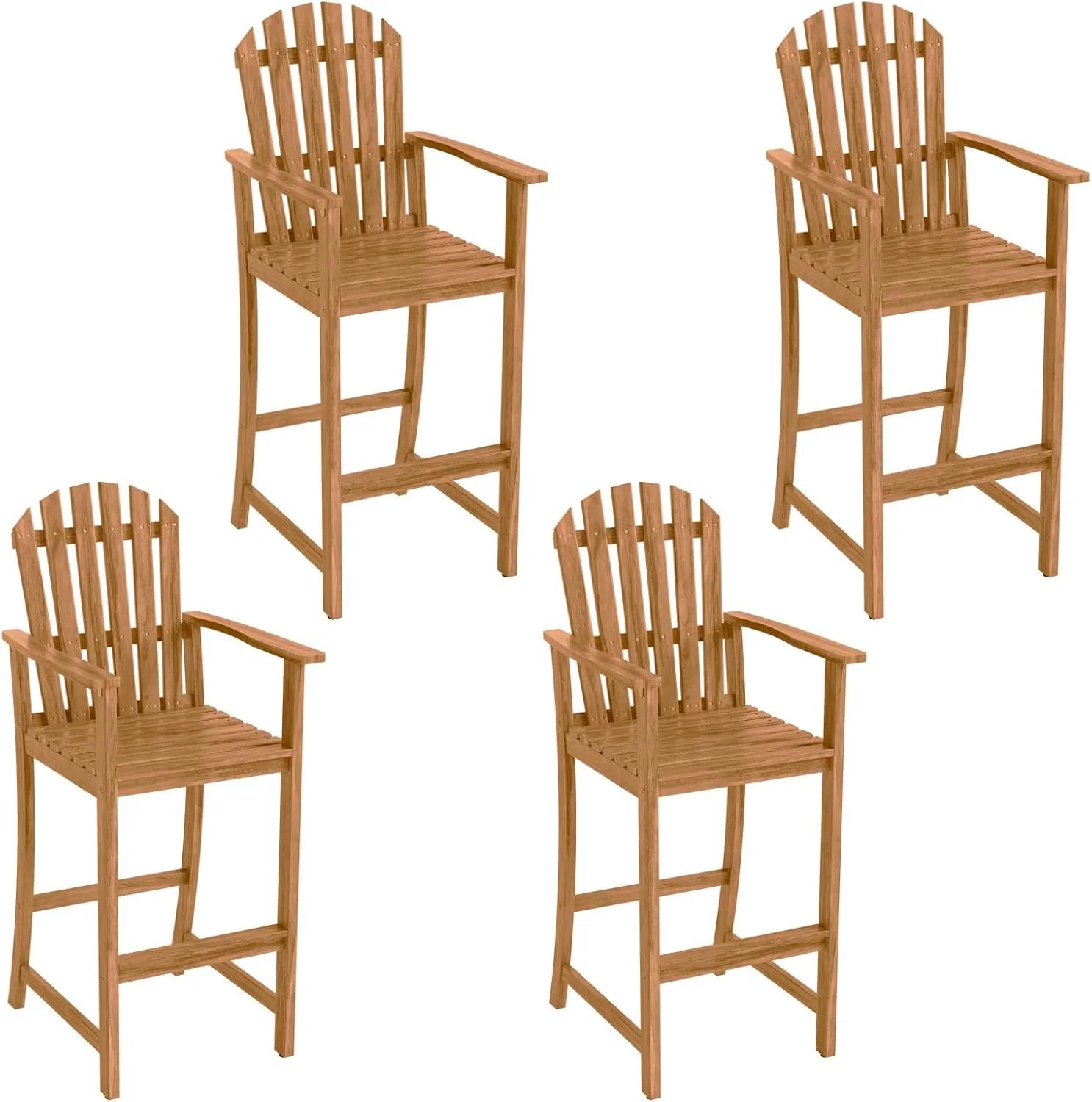 Tangkula Tall Adirondack Chair | Outdoor Acacia Wood Bar Stool with Back