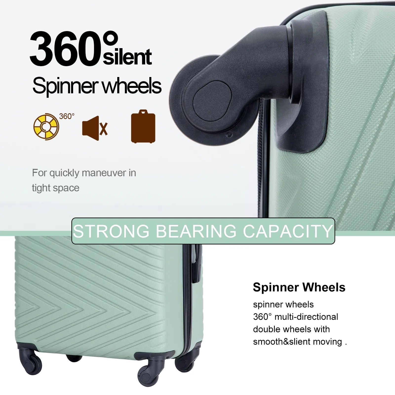Travelhouse 4 Piece Hardshell Luggage Set Hardside Lightweight Suitcase with TSA Lock Spinner Wheels.(Blue)