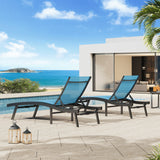 AECOJOY Outdoor Chaise Lounge, All Weather Pool Lounge Chairs Ergonomic Design (Blue, 2 PCs)